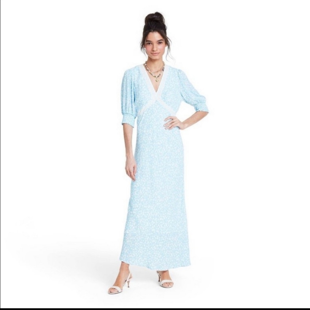 Rixo x Target Puff Sleeve Lace Inset Dress